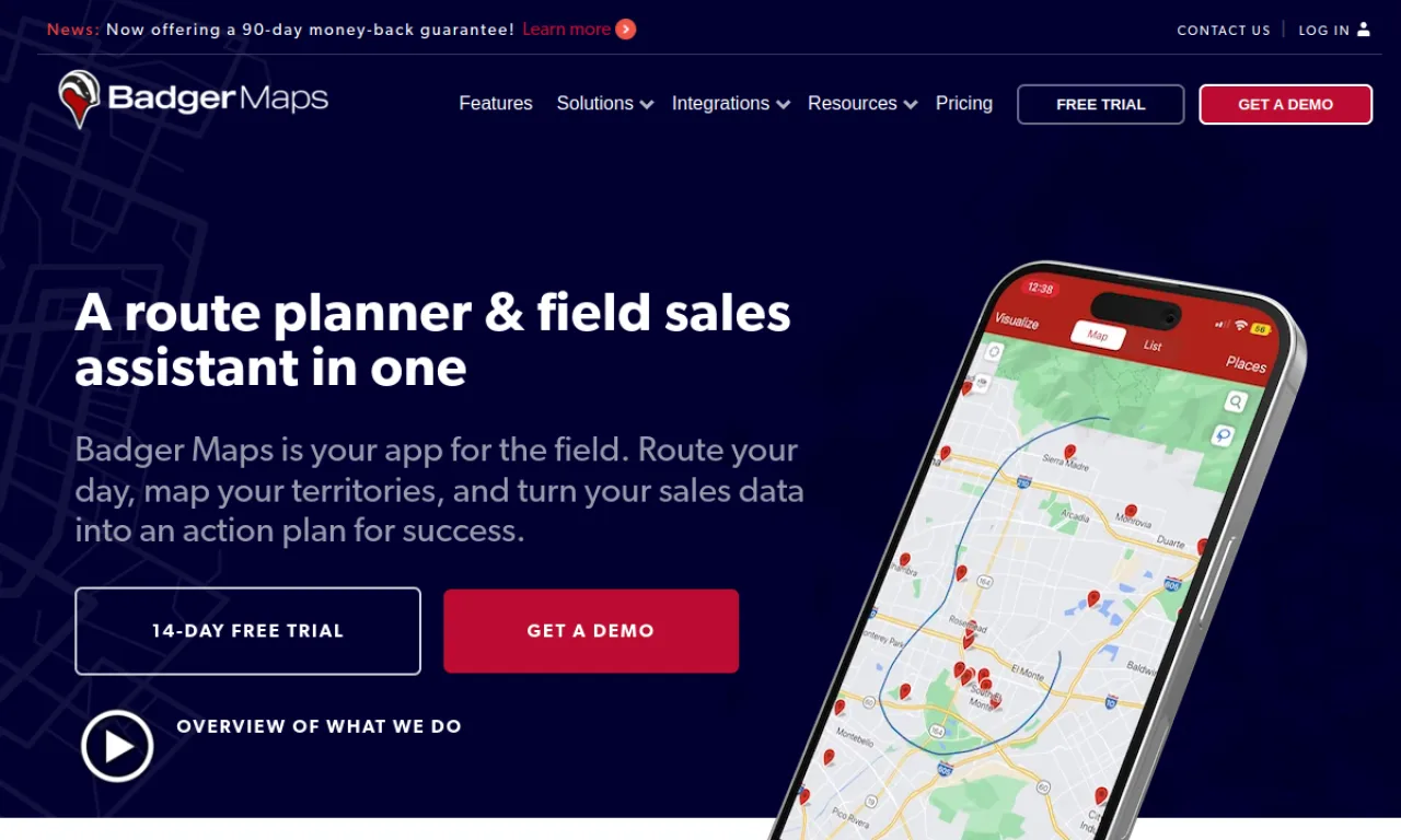 Screenshot of Badger Maps website
