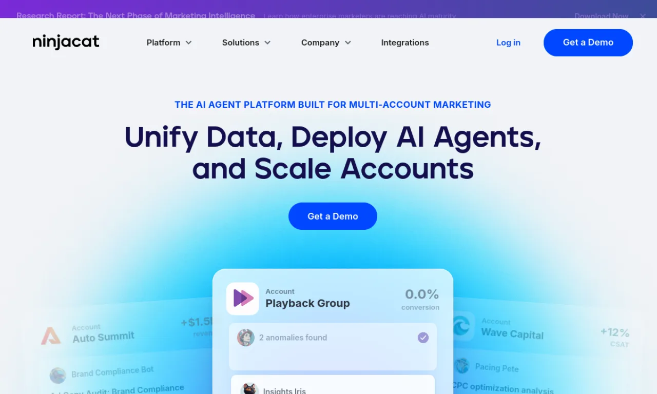 Screenshot of NinjaCat website