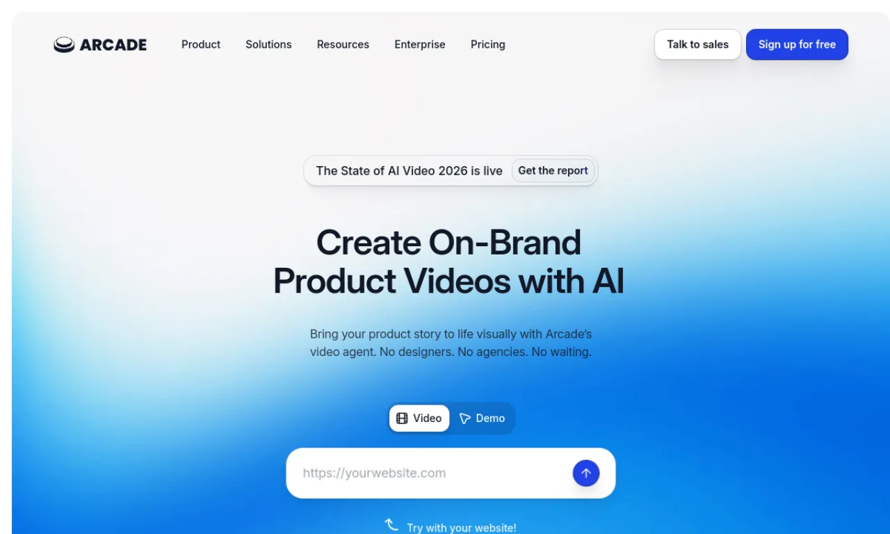 Screenshot of Arcade website