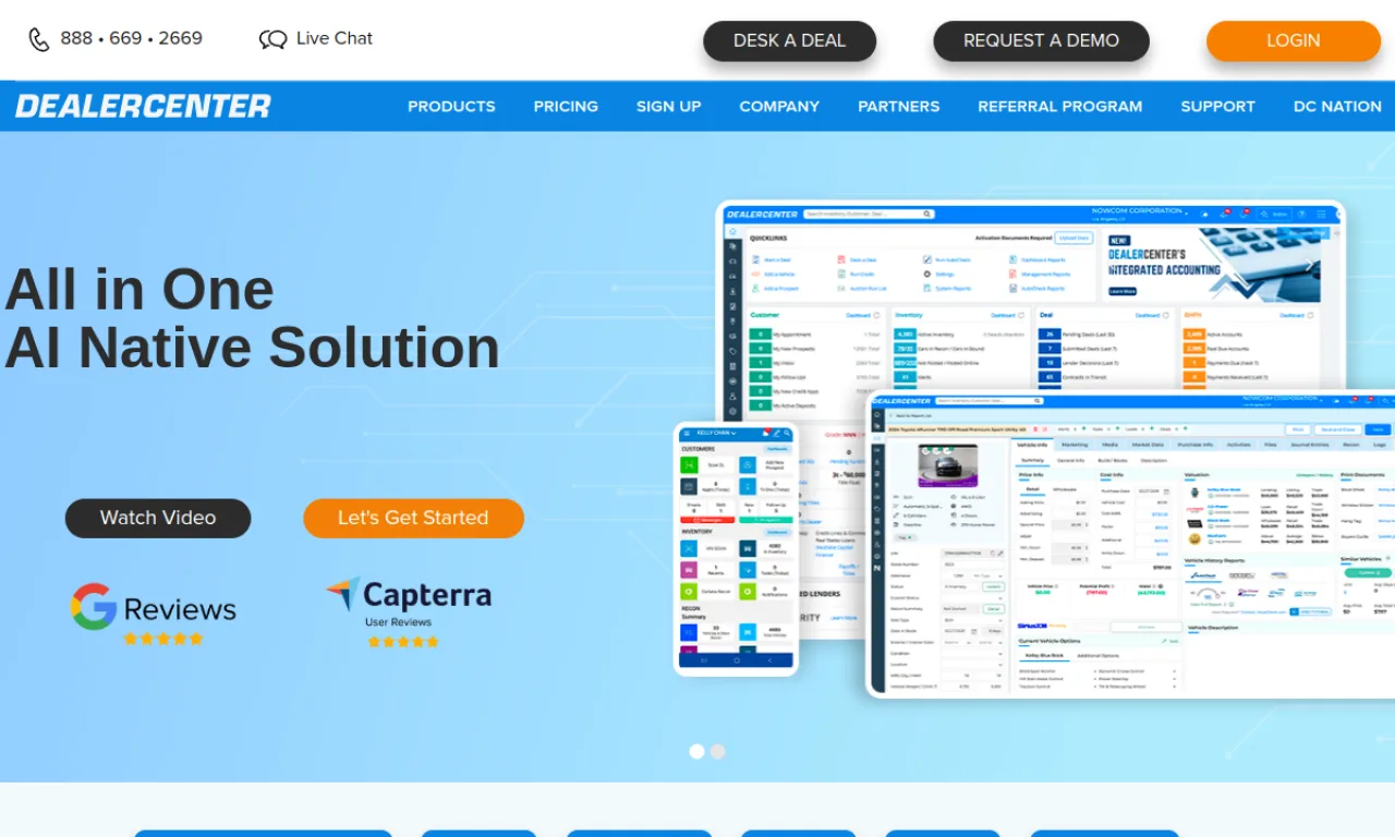 Screenshot of DealerCenter / Frazer website