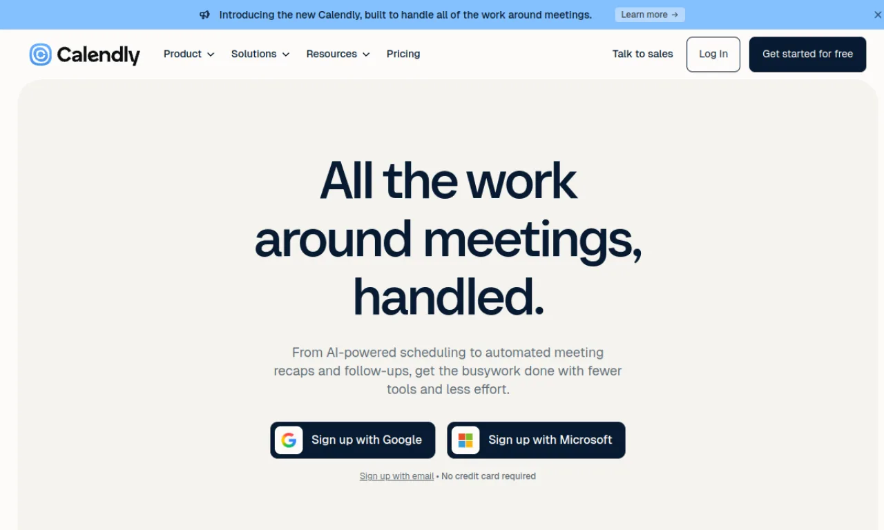 Screenshot of Calendly Routing website