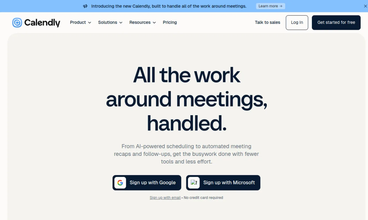 Screenshot of Calendly Routing website