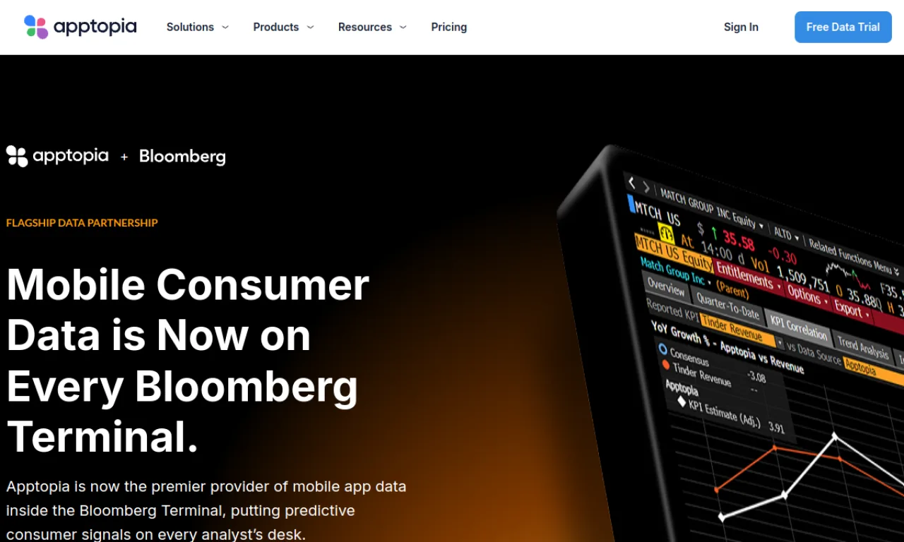 Screenshot of Apptopia / data.ai website