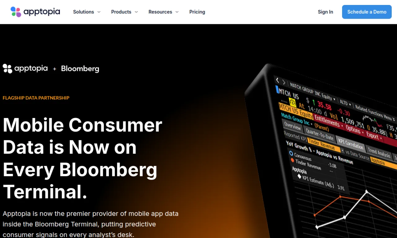 Screenshot of Apptopia / data.ai website
