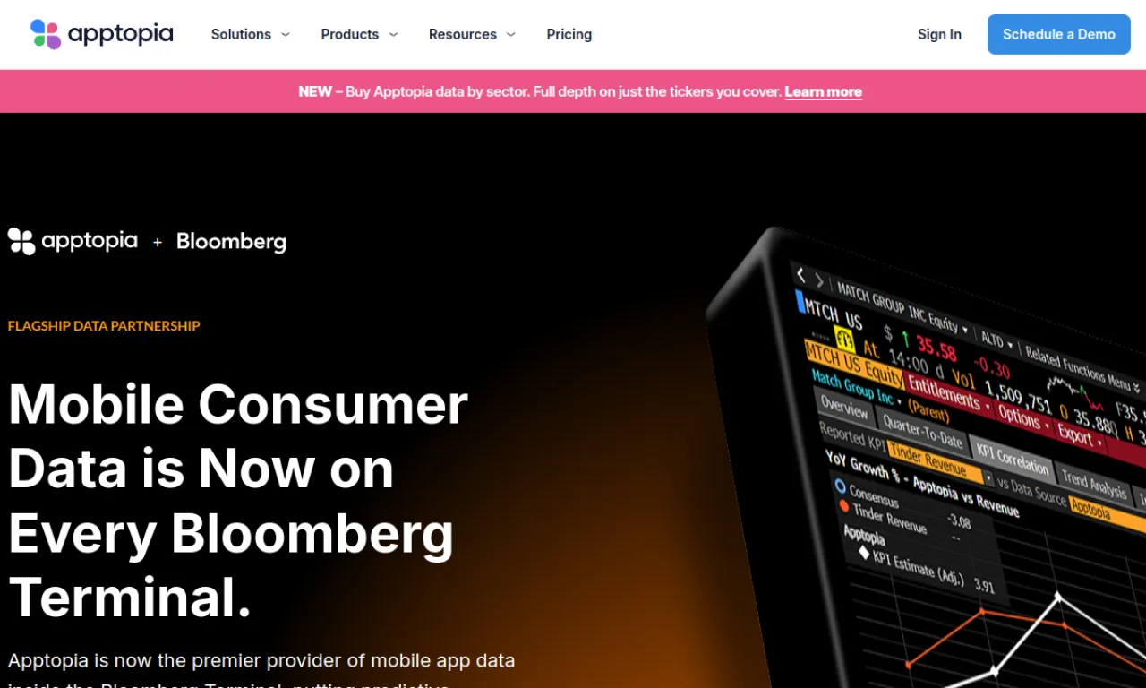 Screenshot of Apptopia / data.ai website