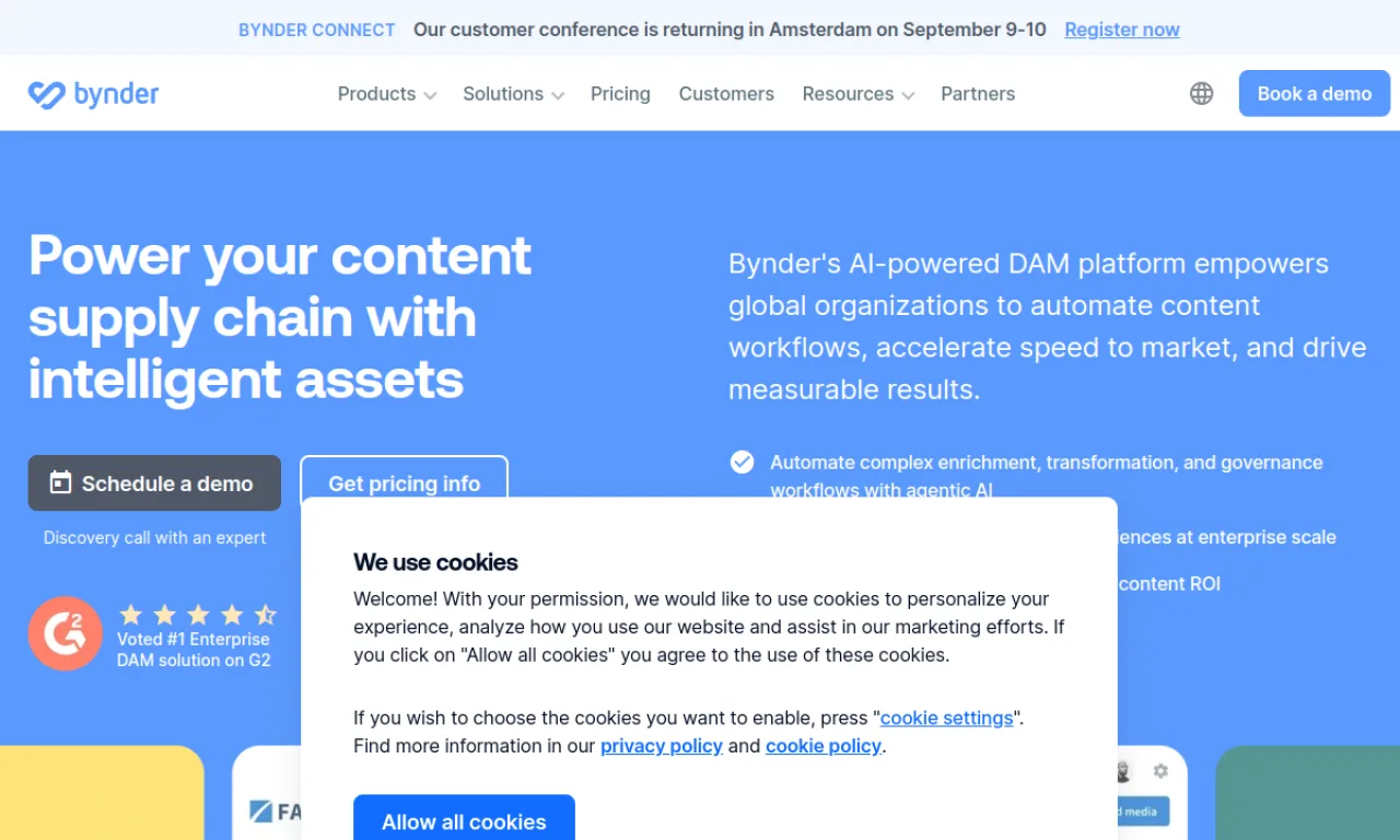 Screenshot of Bynder website