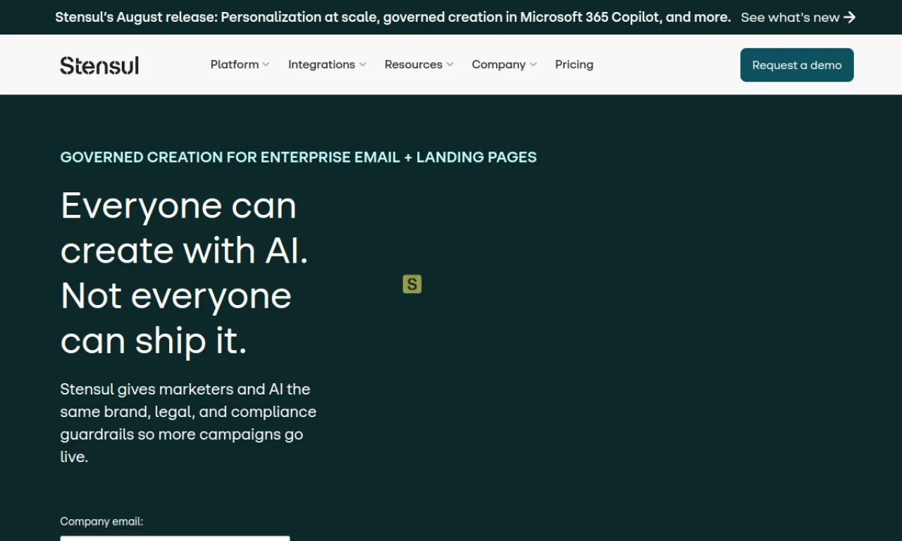 Screenshot of Stensul website