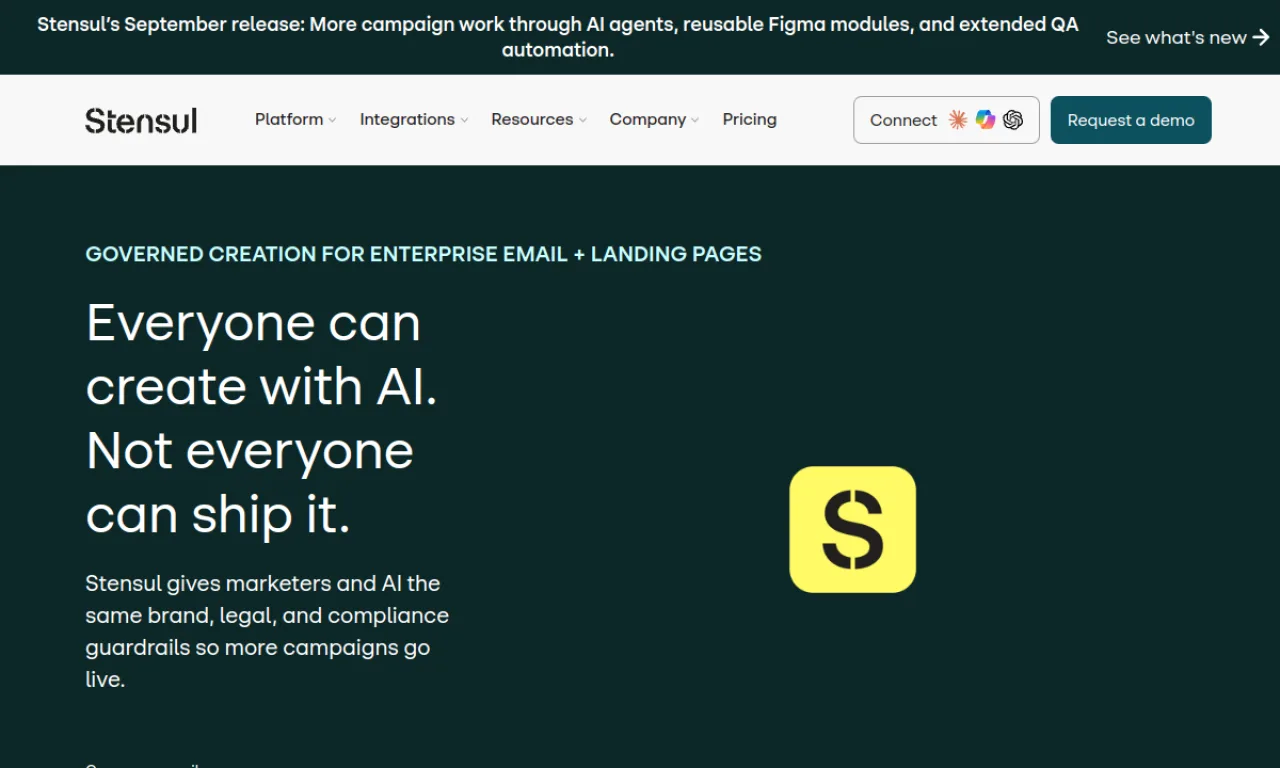 Screenshot of Stensul website