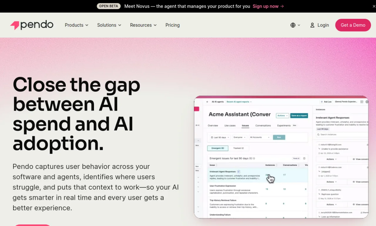Screenshot of Pendo Guides website