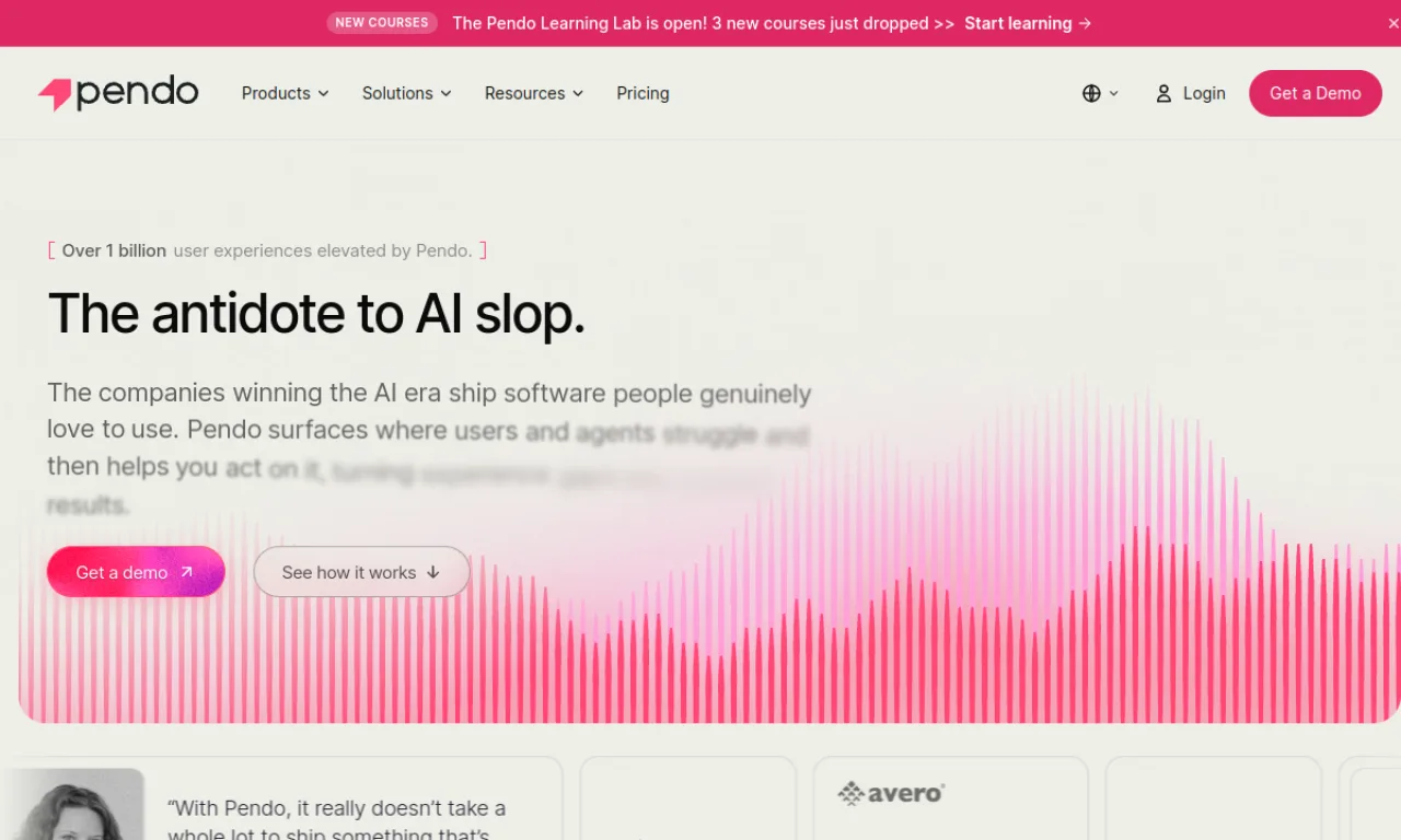 Screenshot of Pendo Guides website