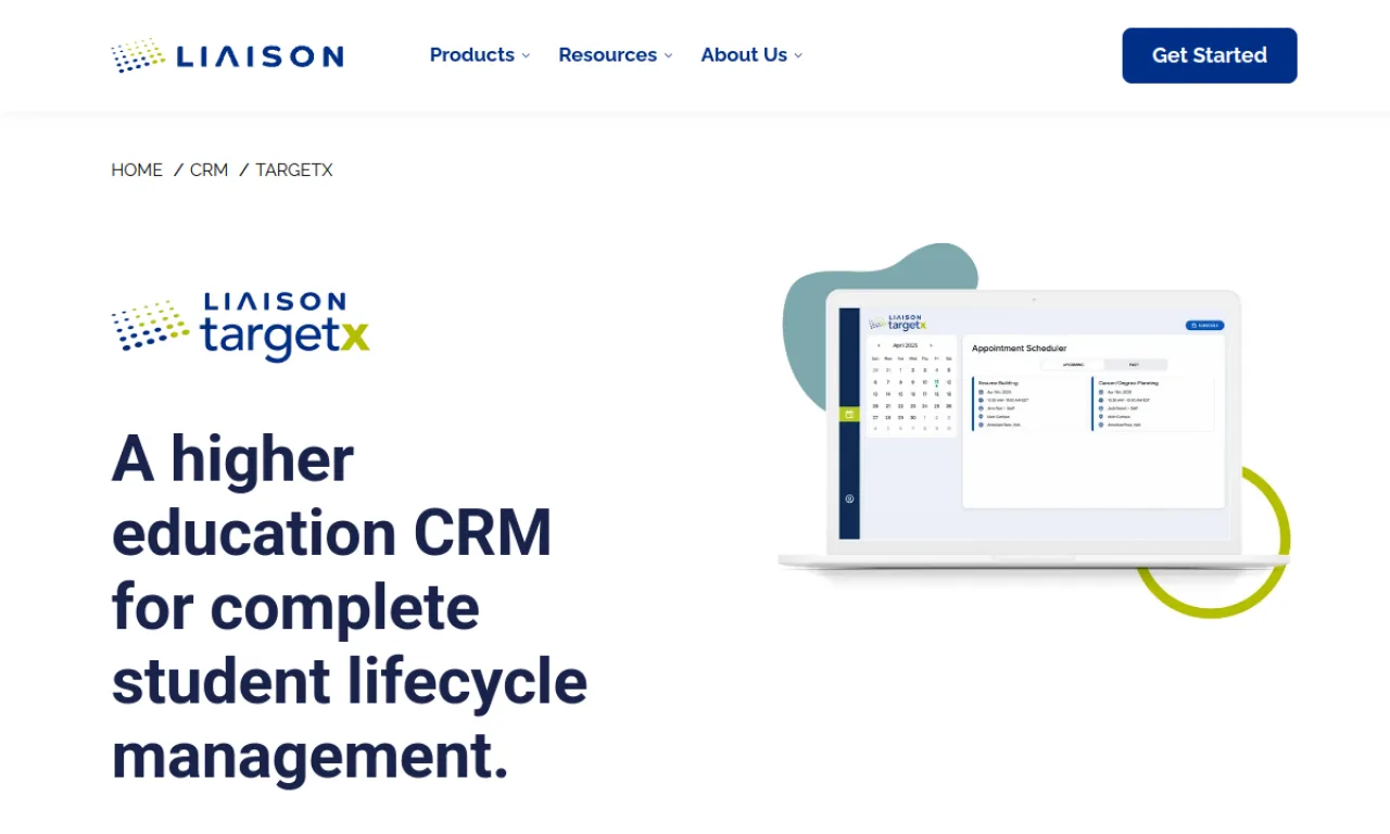 Screenshot of TargetX website