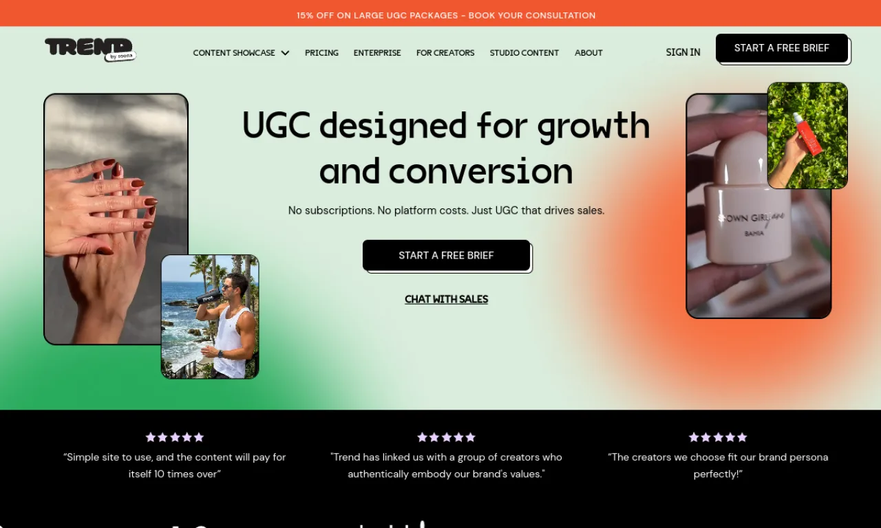 Screenshot of Trend.io website
