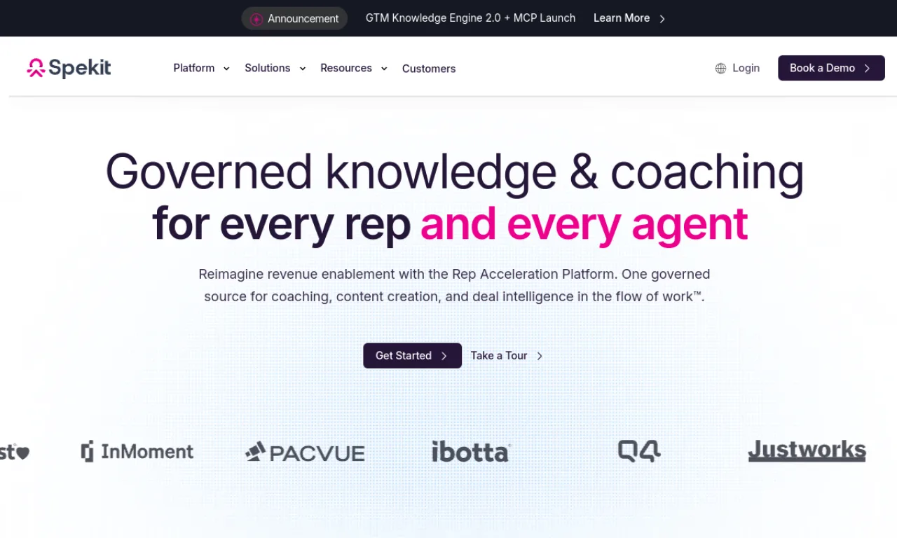 Screenshot of Spekit AI / Theom website