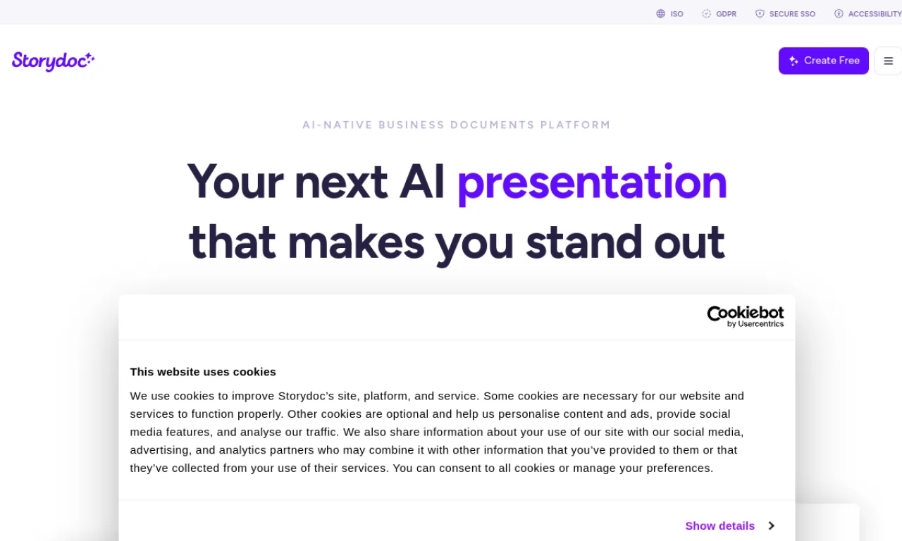 Screenshot of Storydoc website
