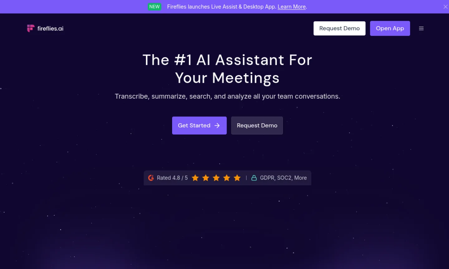 Screenshot of Fireflies.ai website