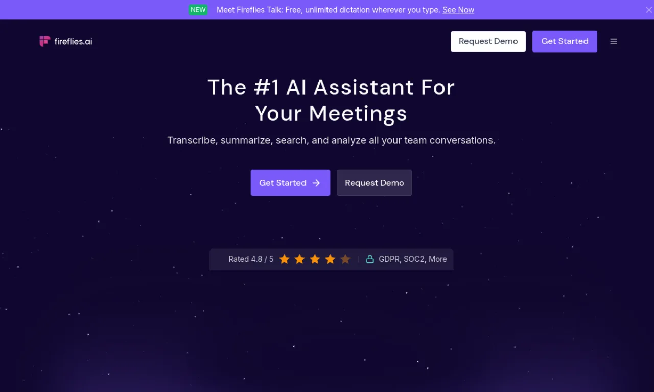 Screenshot of Fireflies.ai website