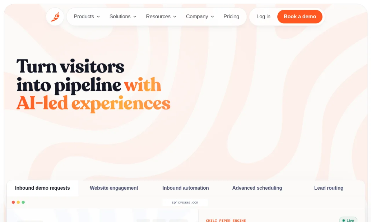Screenshot of Chili Piper website