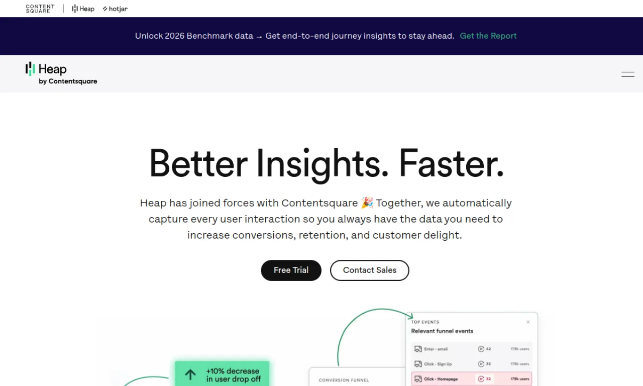 Screenshot of Heap (Contentsquare) website