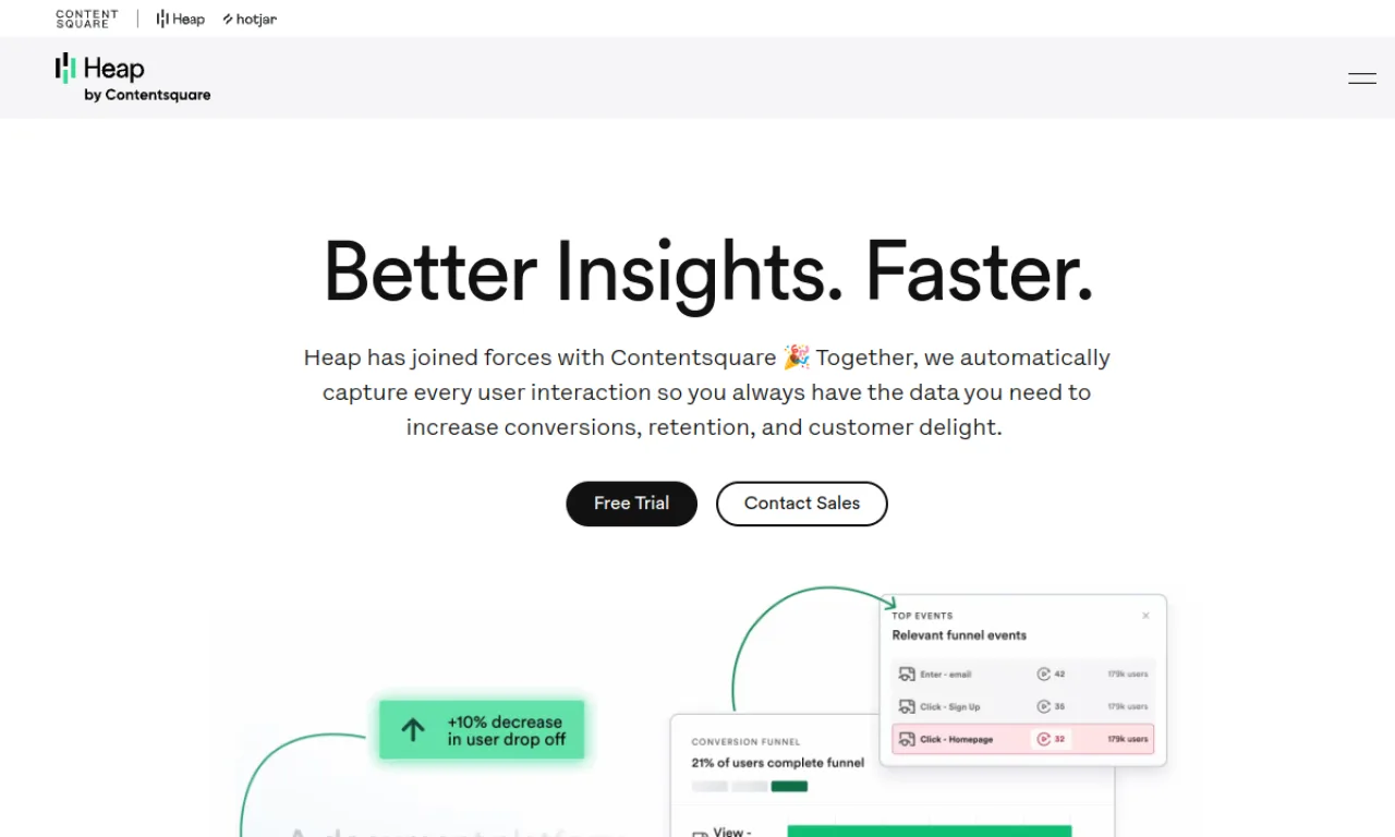 Screenshot of Heap (Contentsquare) website