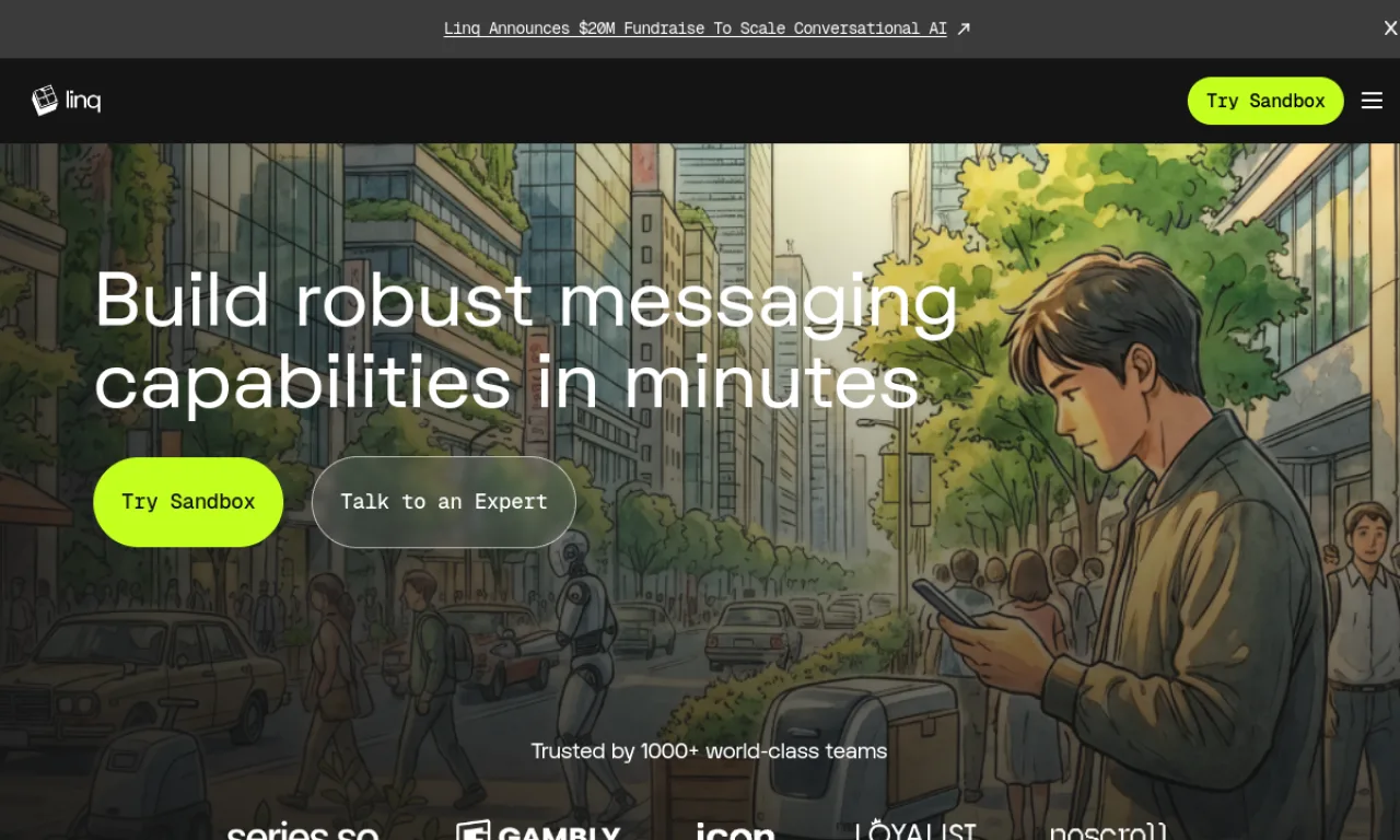 Screenshot of Linq website