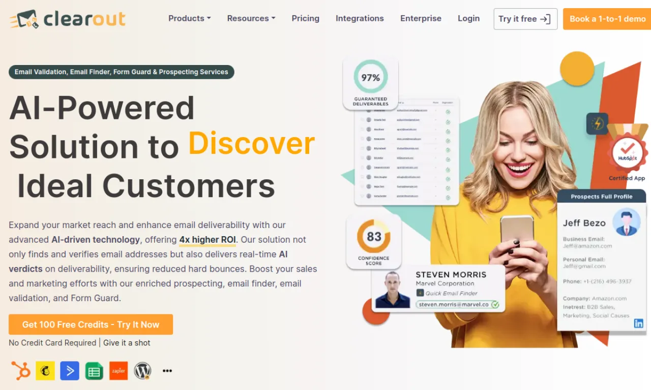 Screenshot of Clearout website