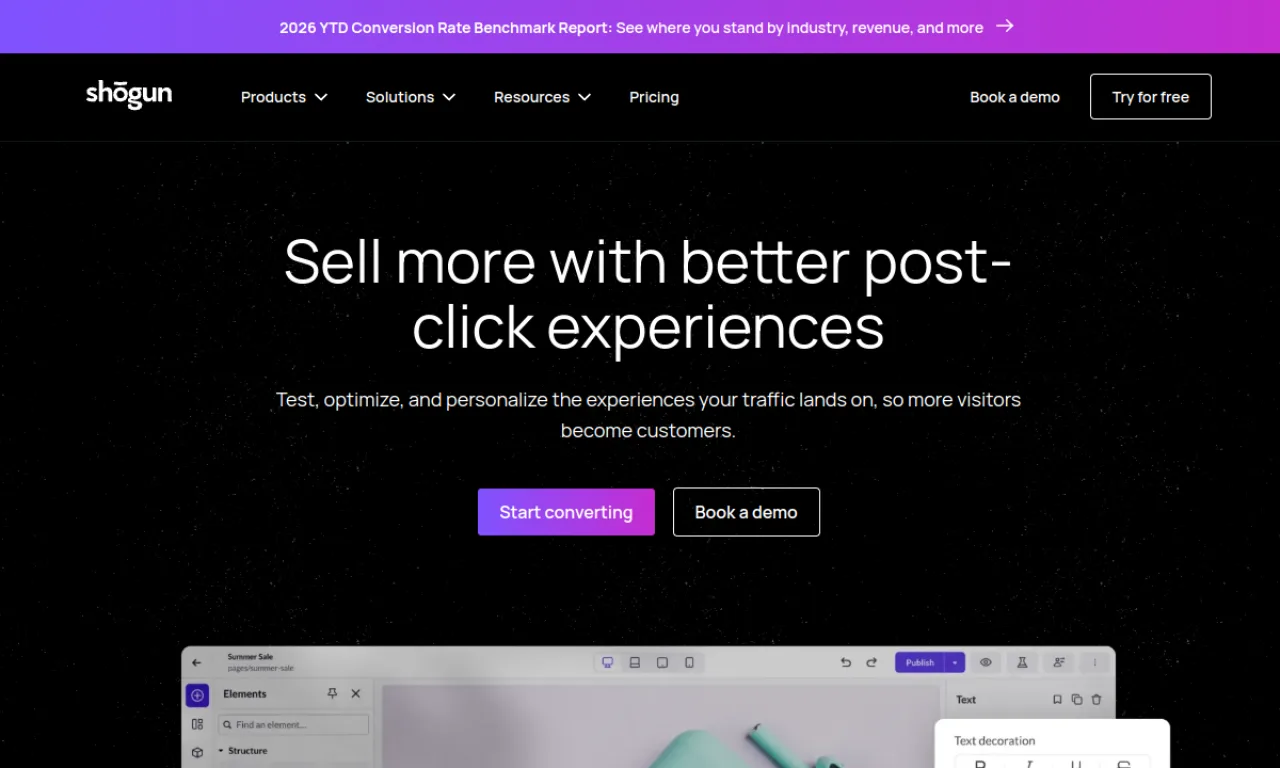 Screenshot of Tapita / Shogun website