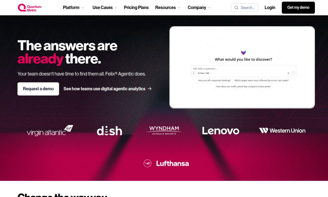 Screenshot of Quantum Metric website