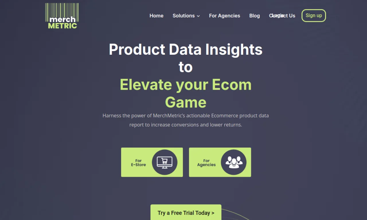 Screenshot of Merchmetric website