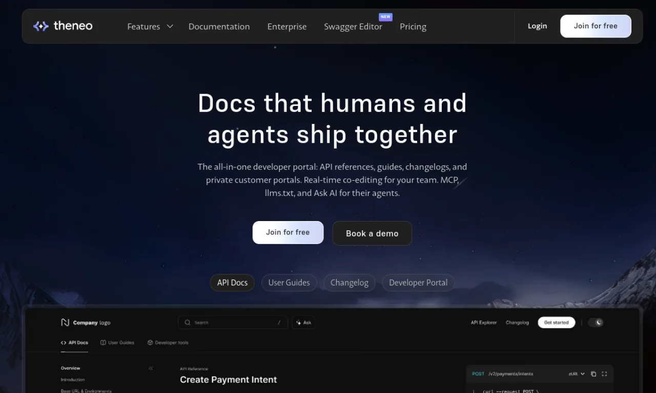 Screenshot of Theneo website