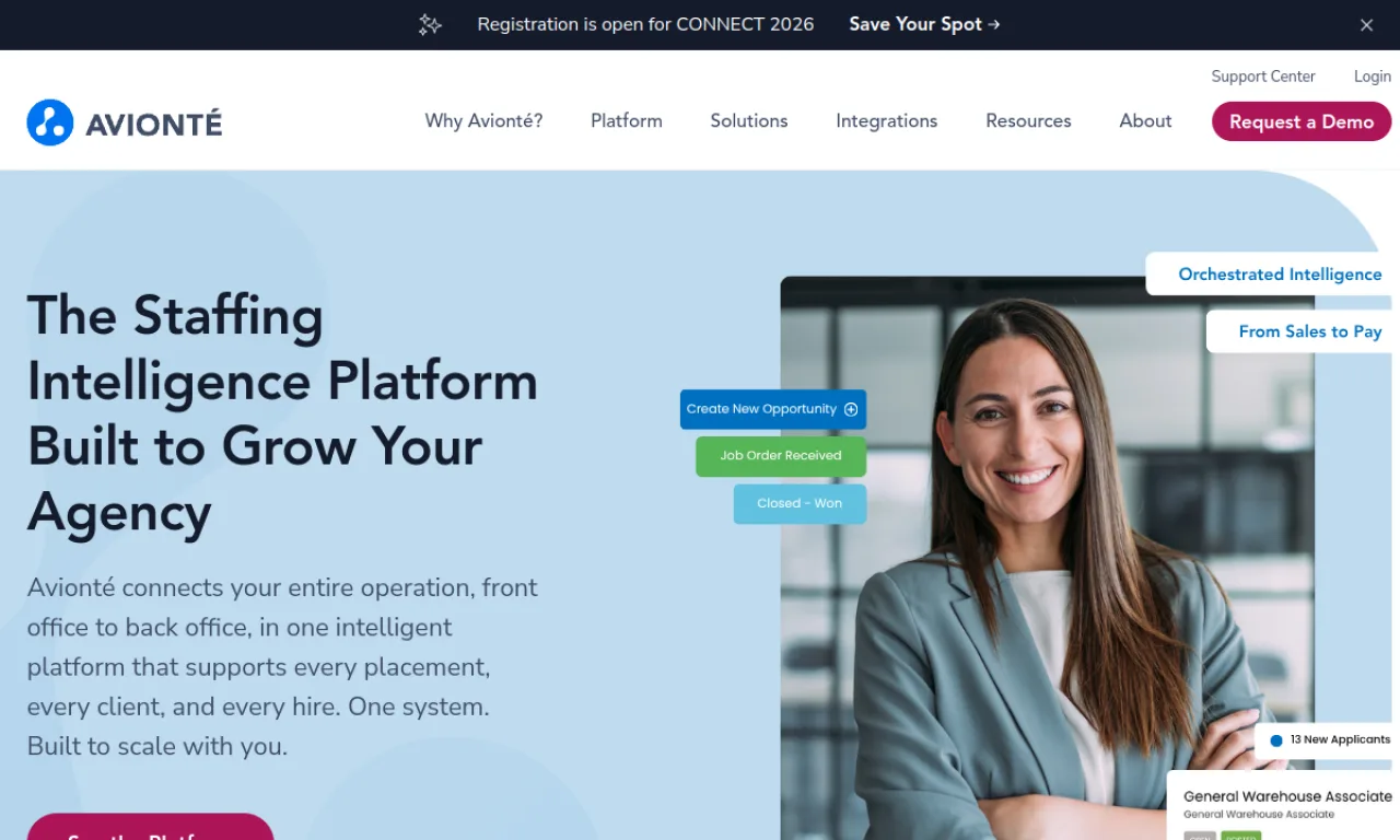 Screenshot of Avionté website