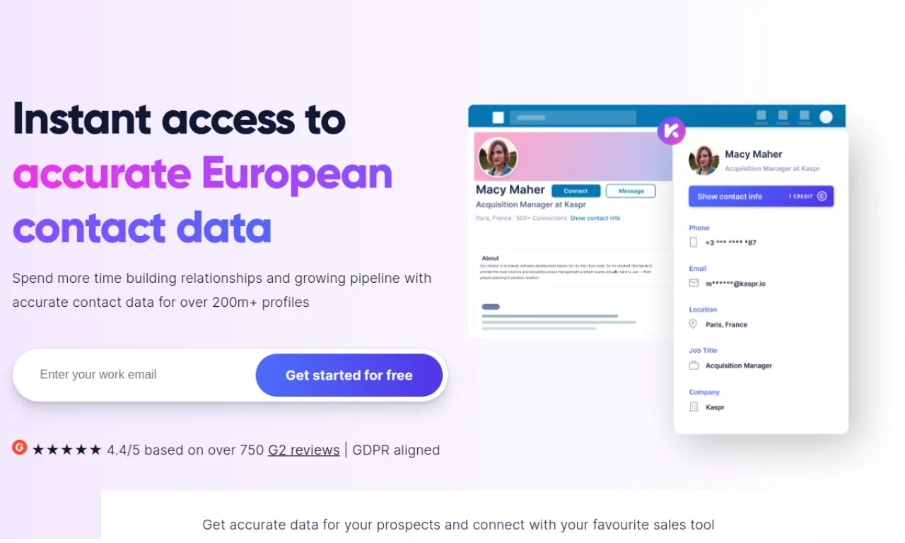 Screenshot of Kaspr website