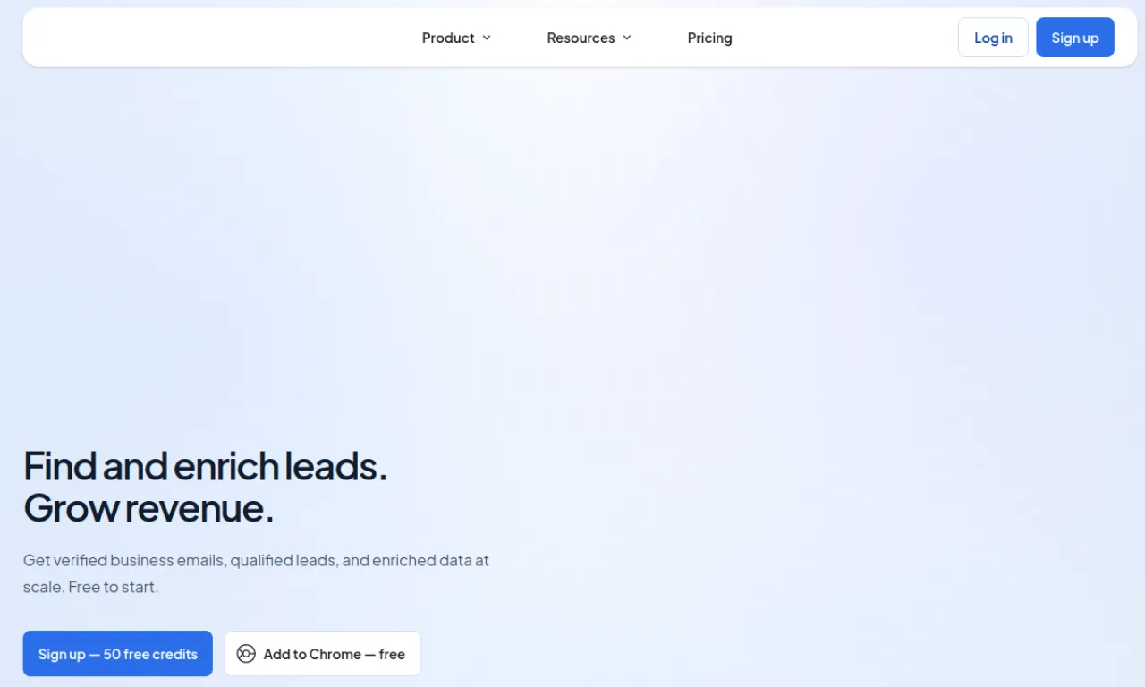 Screenshot of Skrapp.io website
