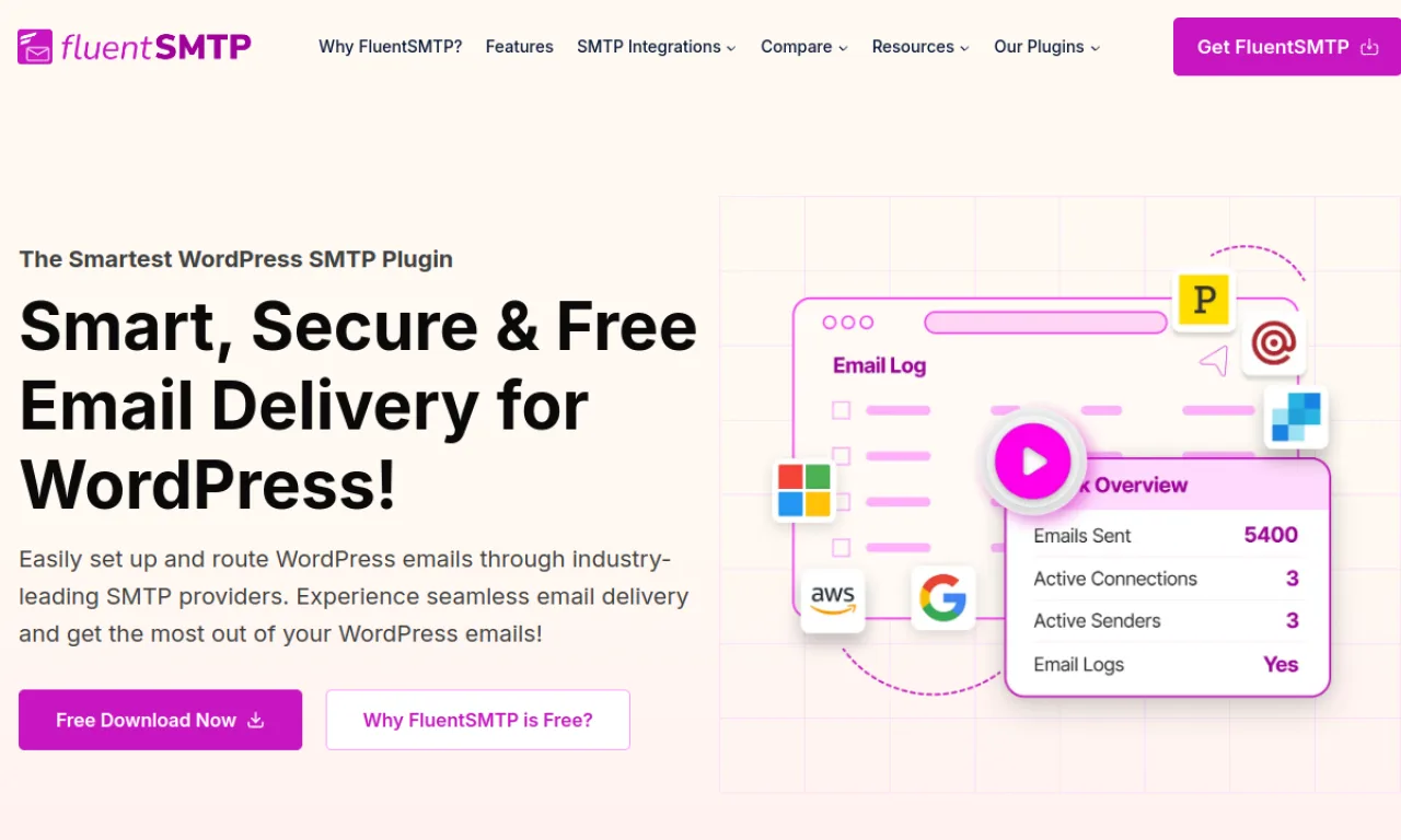 Screenshot of FluentSMTP website