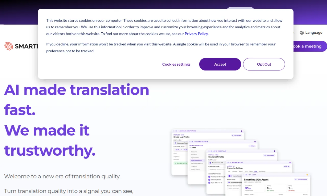 Screenshot of Smartling website