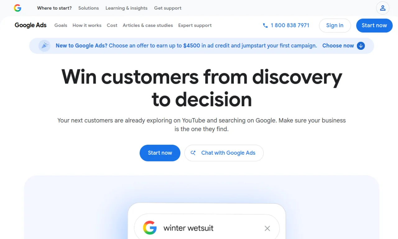 Screenshot of Google Ads website