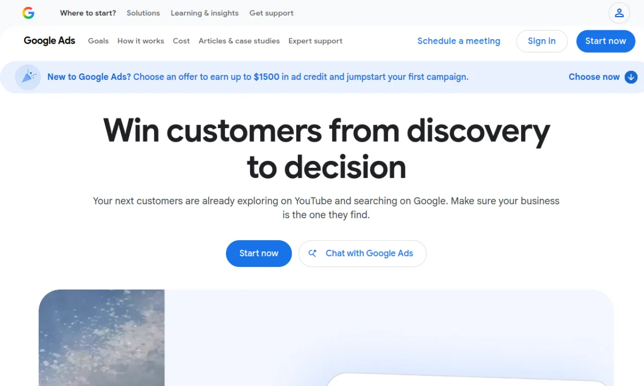 Screenshot of Google Ads website