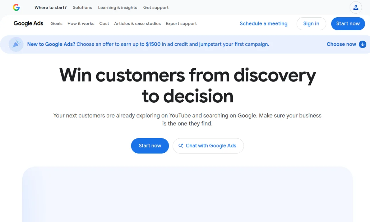Screenshot of Google Ads website