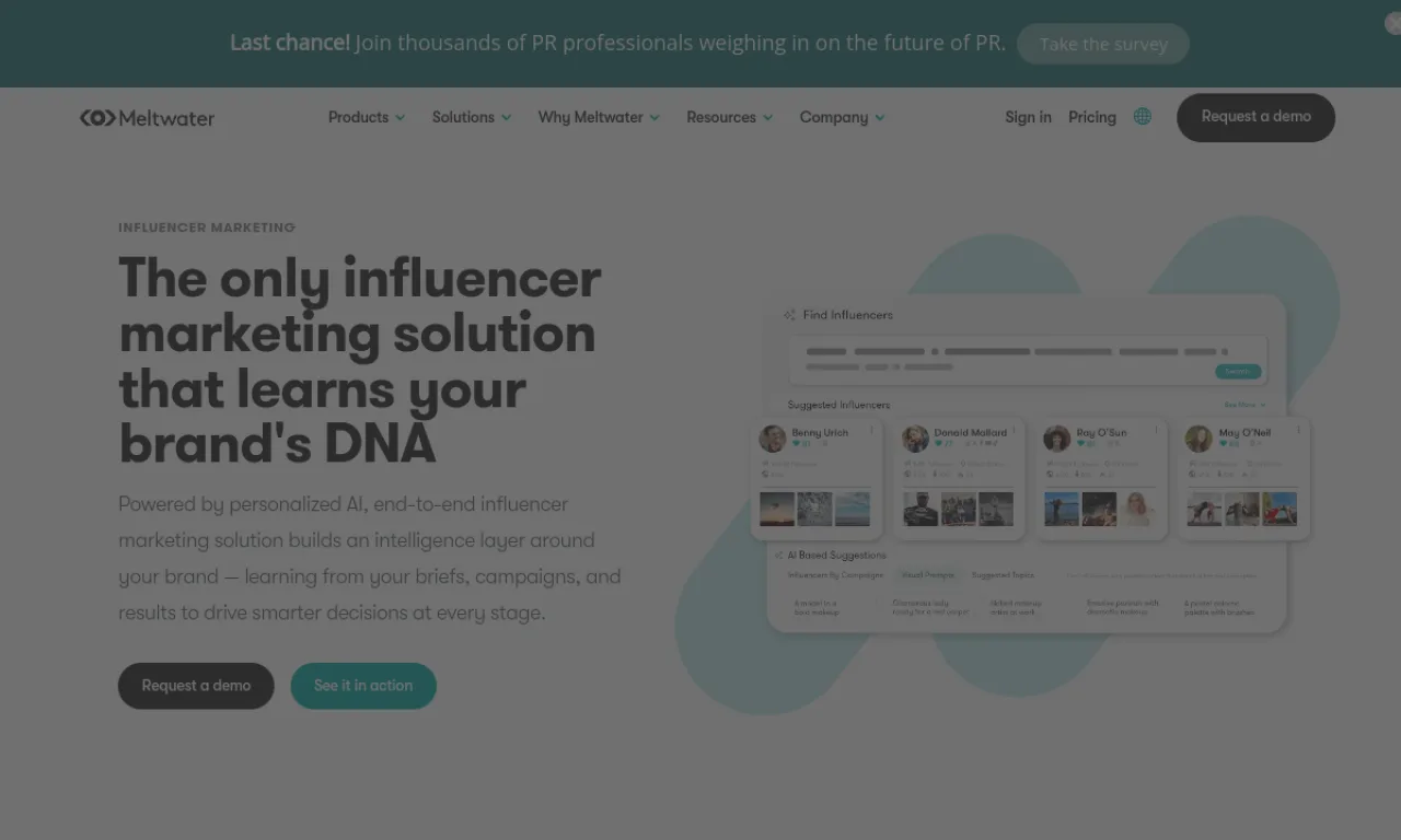 Screenshot of Klear (Meltwater) website