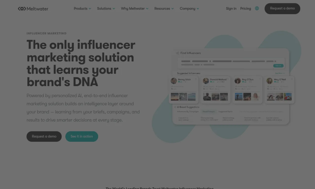 Screenshot of Klear (Meltwater) website