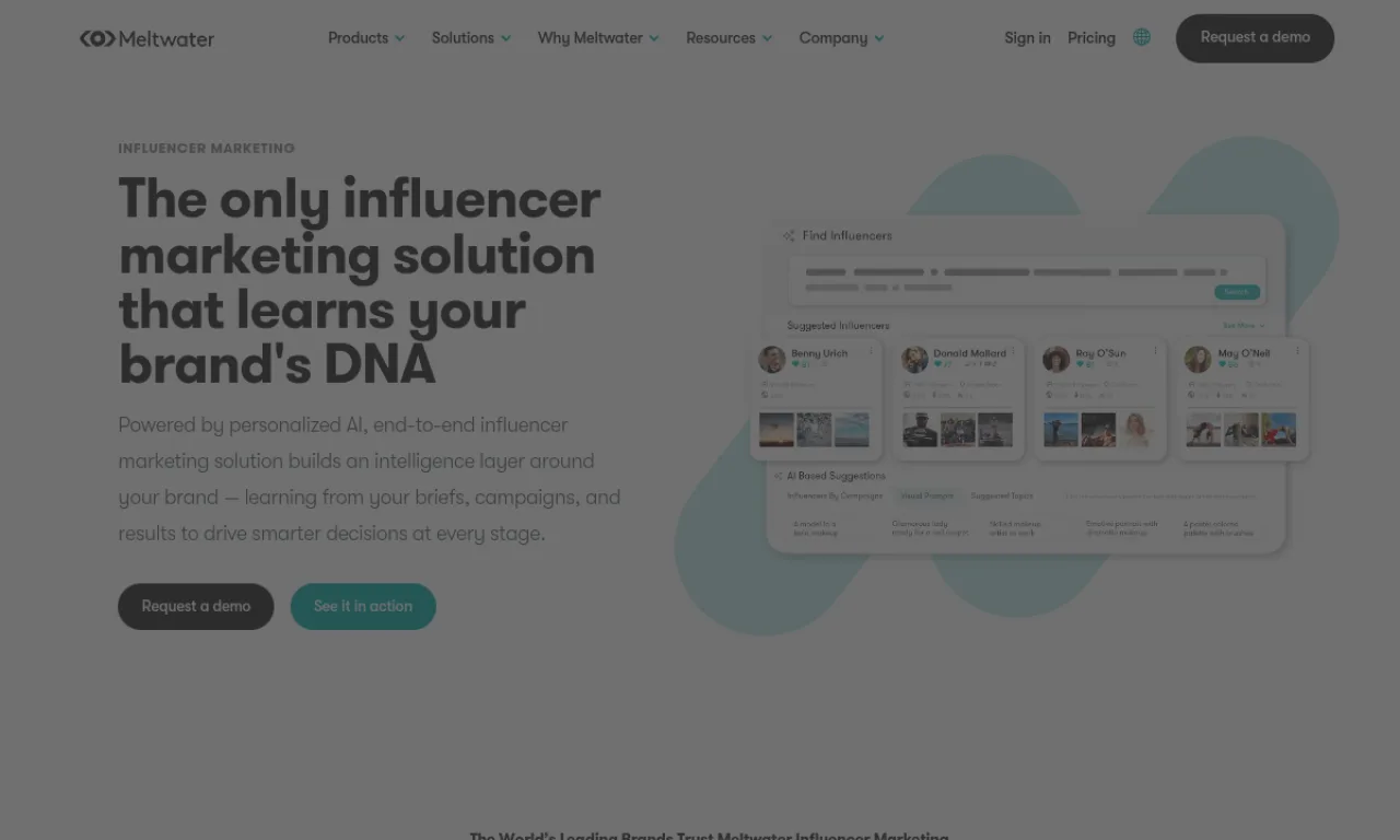 Screenshot of Klear (Meltwater) website