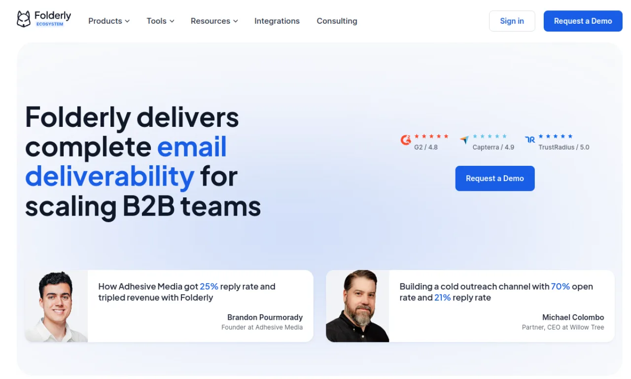 Screenshot of Folderly website