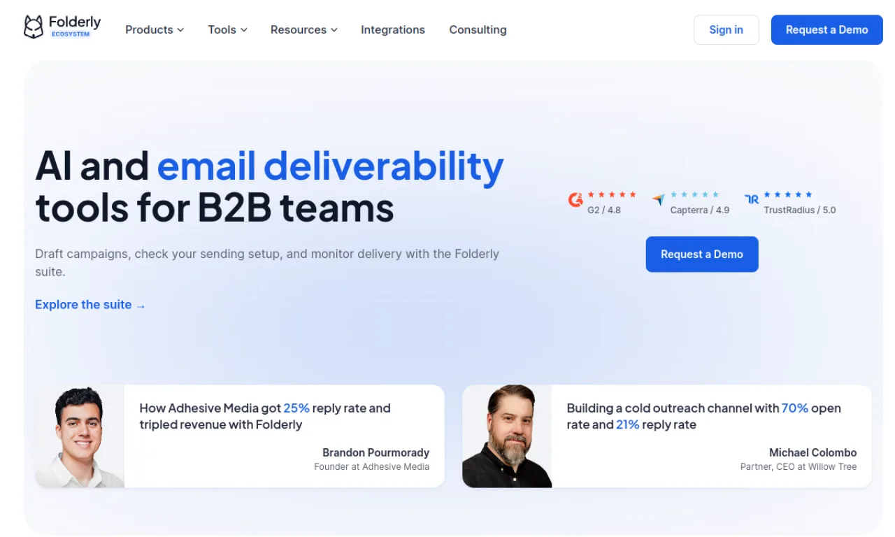 Screenshot of Folderly website