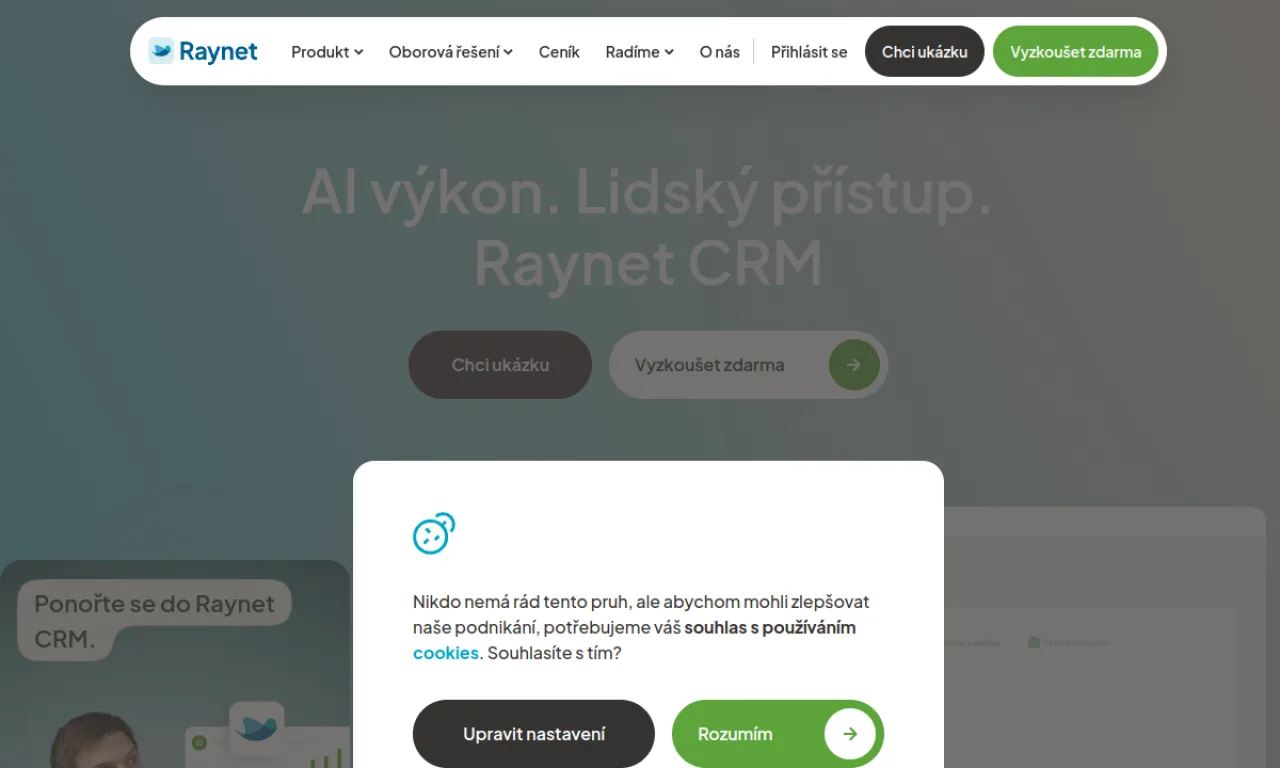 Screenshot of RAYNET CRM website