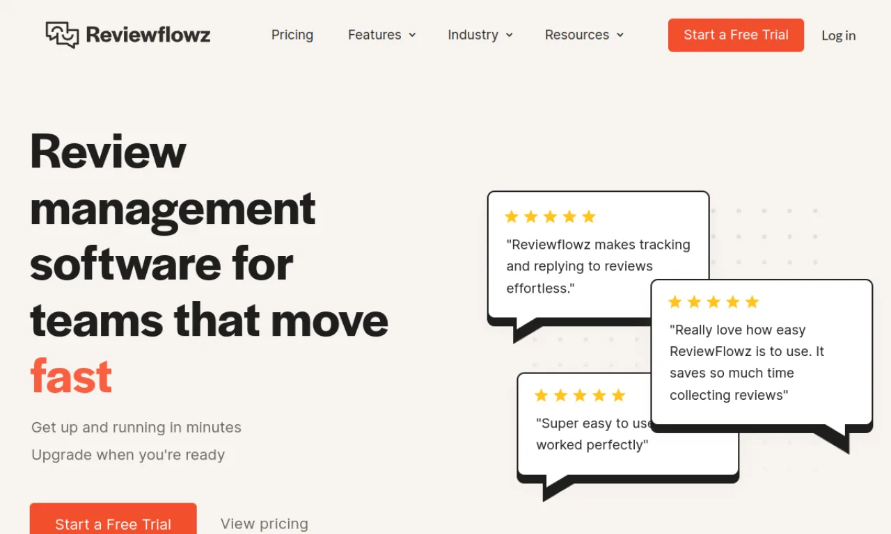 Screenshot of Reviewflowz website