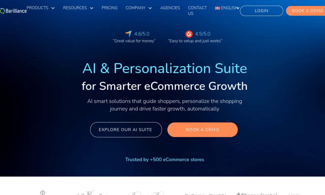 Screenshot of Barilliance website