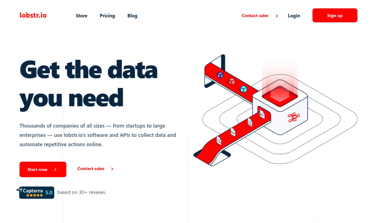 Screenshot of Lobstr website