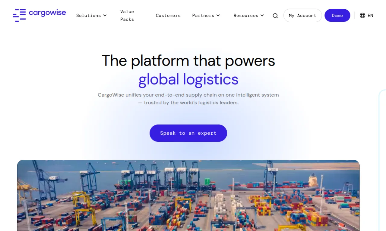 Screenshot of Cargowise website