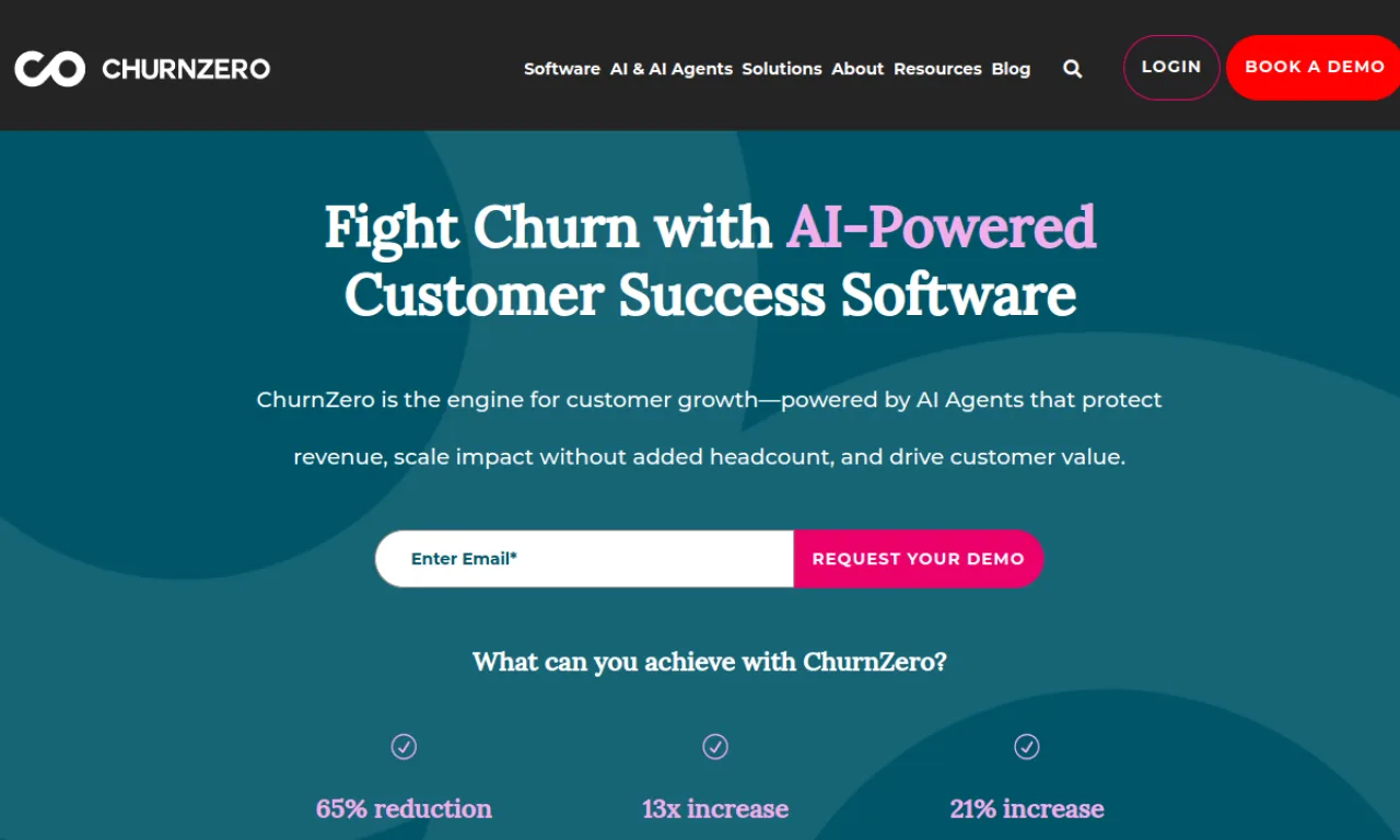 Screenshot of ChurnZero website