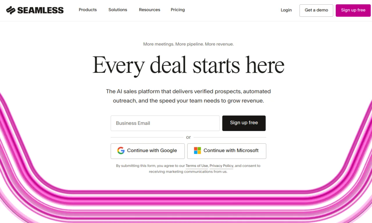 Screenshot of Seamless.ai website
