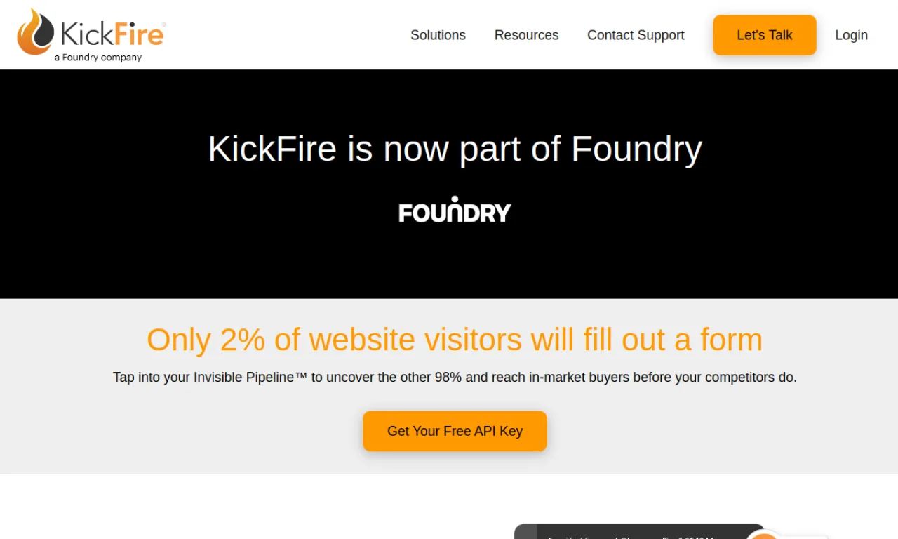 Screenshot of KickFire website